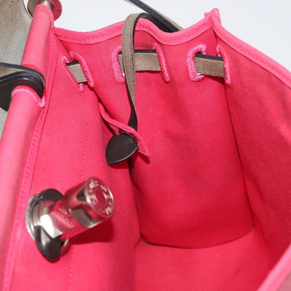 Hermes Herbag Zip Leather and Toile, PINK, CANVAS, Shoulder bag