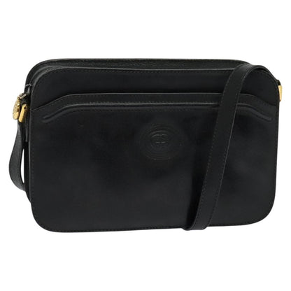 Gucci Vintage double G logo shoulder bag Leather, BLACK, LEATHER, Shoulder bag