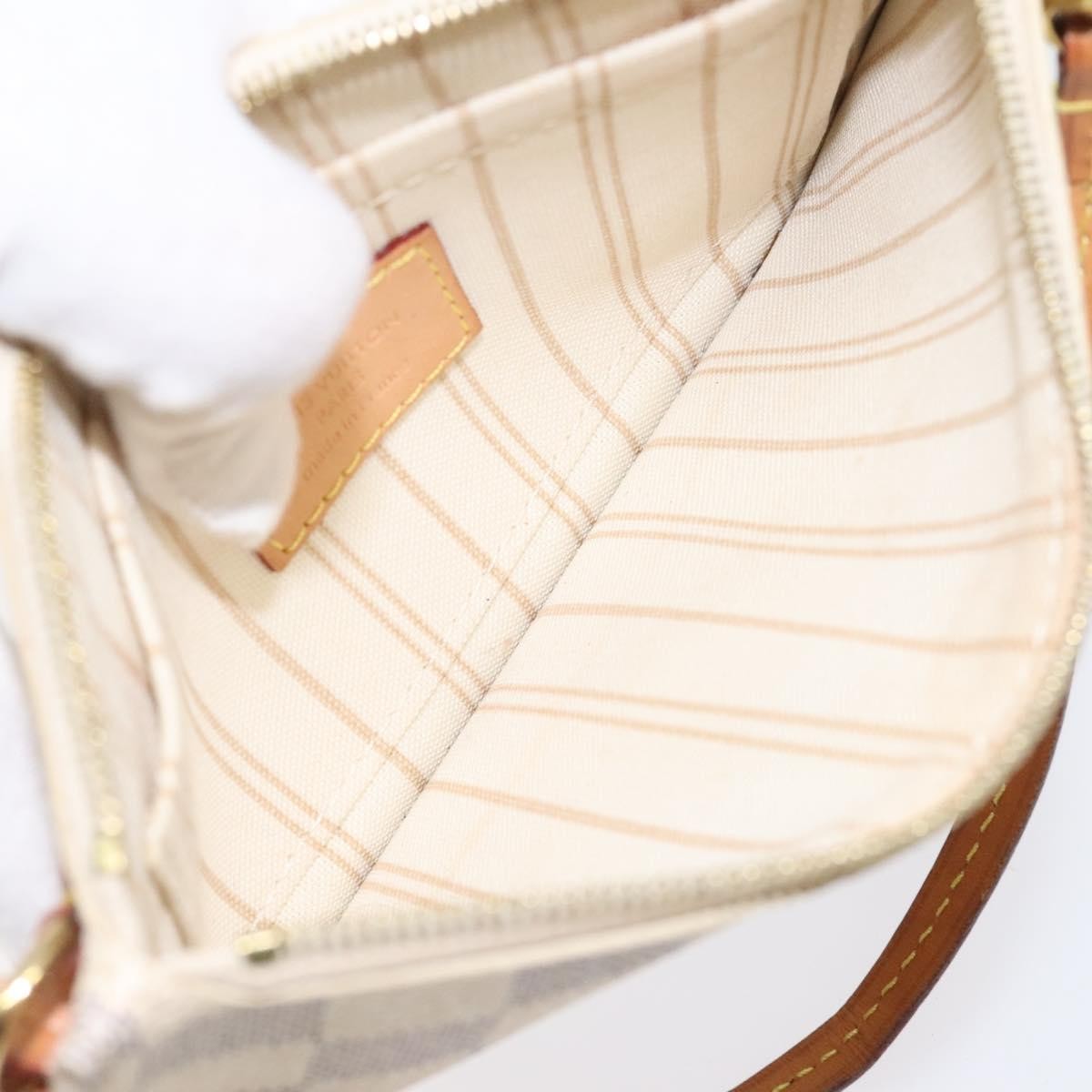 Louis Vuitton Neverfull Pochette Damier, WHITE, CANVAS, Clutche & pouche