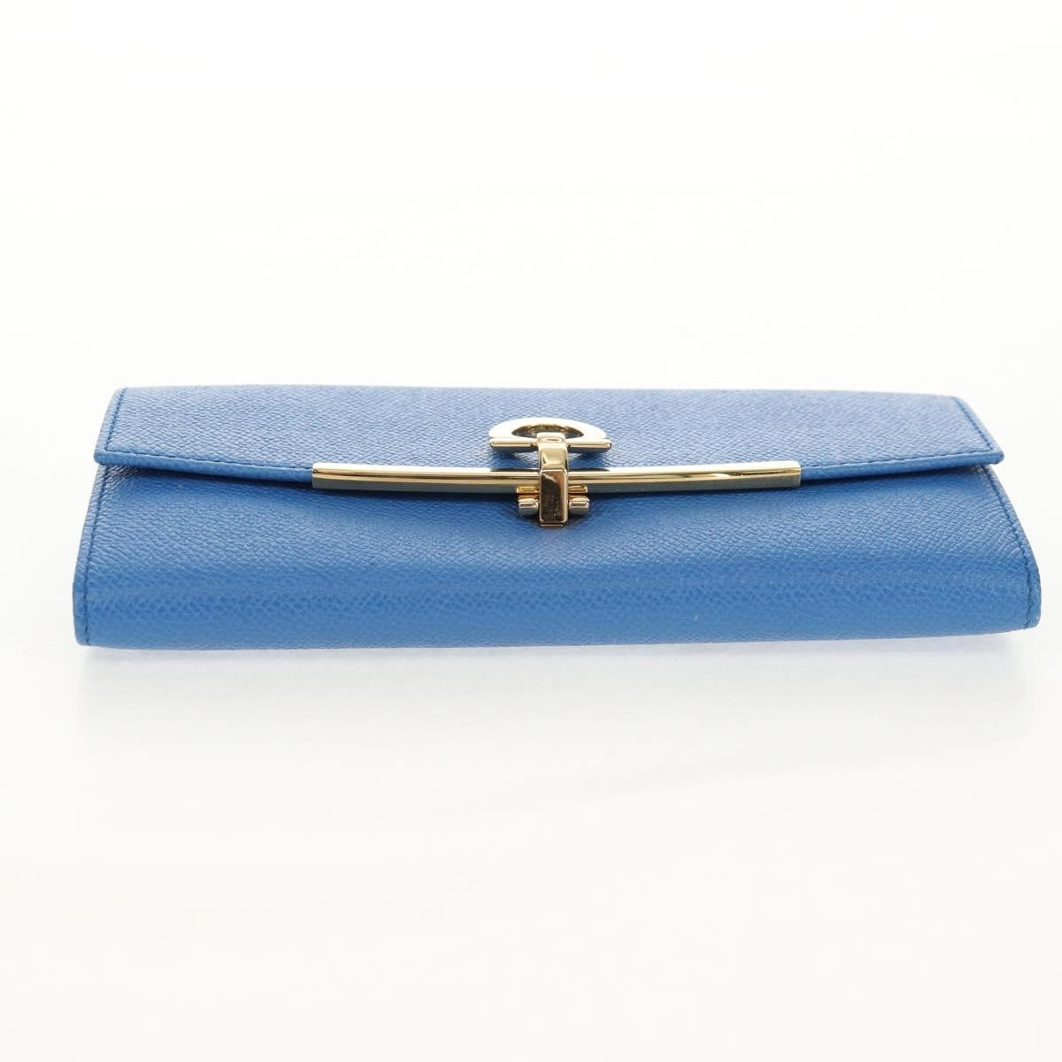 Salvatore Ferragamo Gancini Flap Continental Wallet Leather, Blue, Leather, Wallet