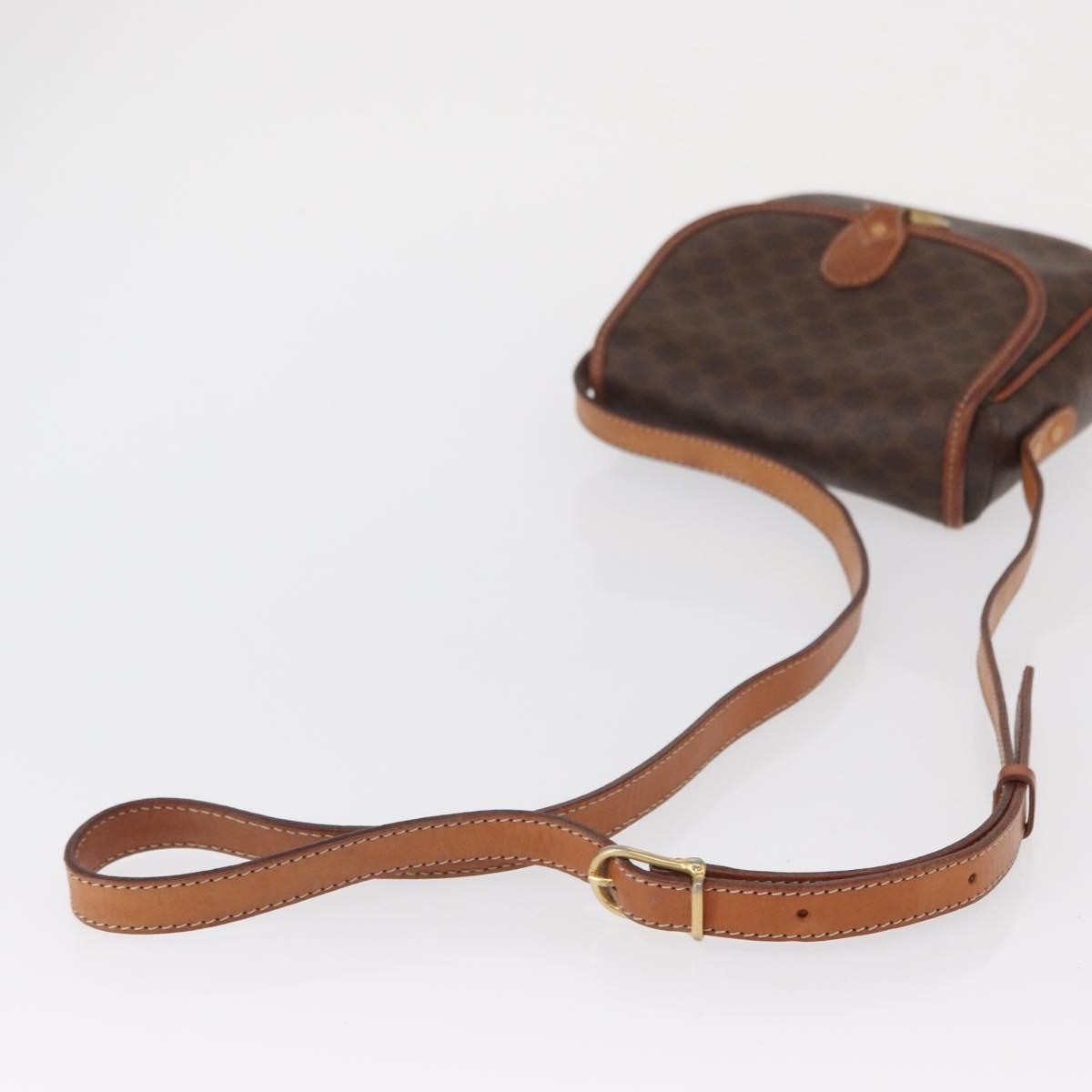 Celine Vintage Macadam Shoulder Bag Canvas and Leather, BROWN, CANVAS, Shoulder bag