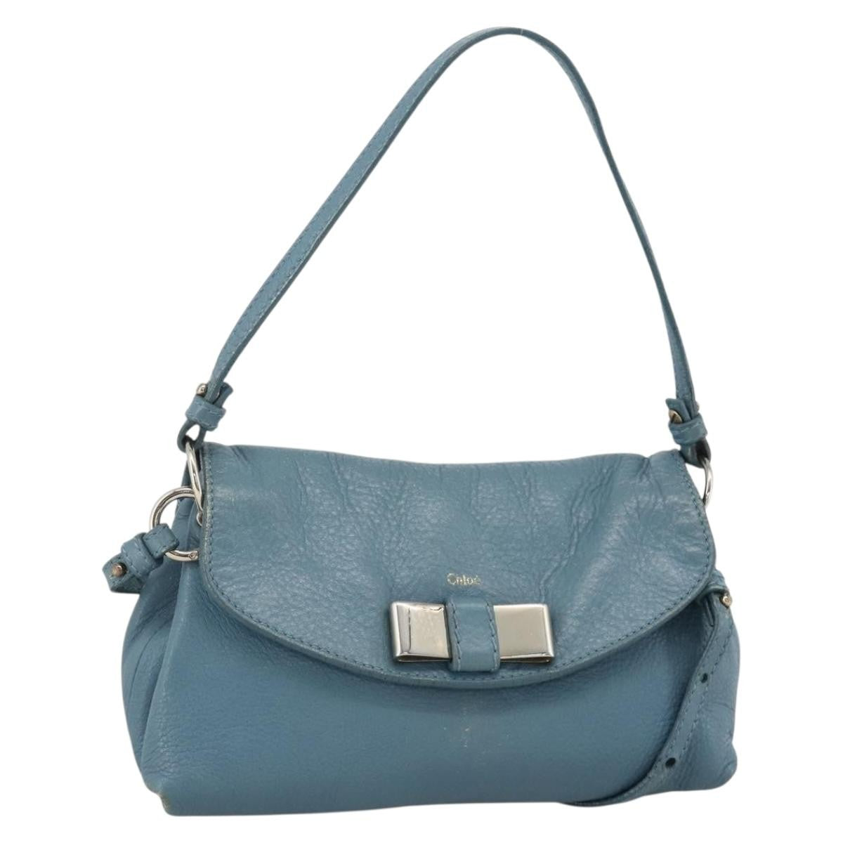 Chloe Lily Handbag Leather, Blue, Leather, Handbag