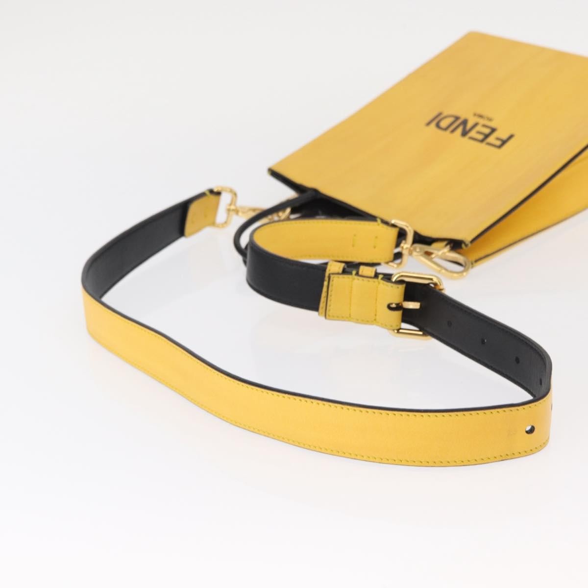 Fendi Pack Shopping Tote Leather, YELLOW, LEATHER, Handbag