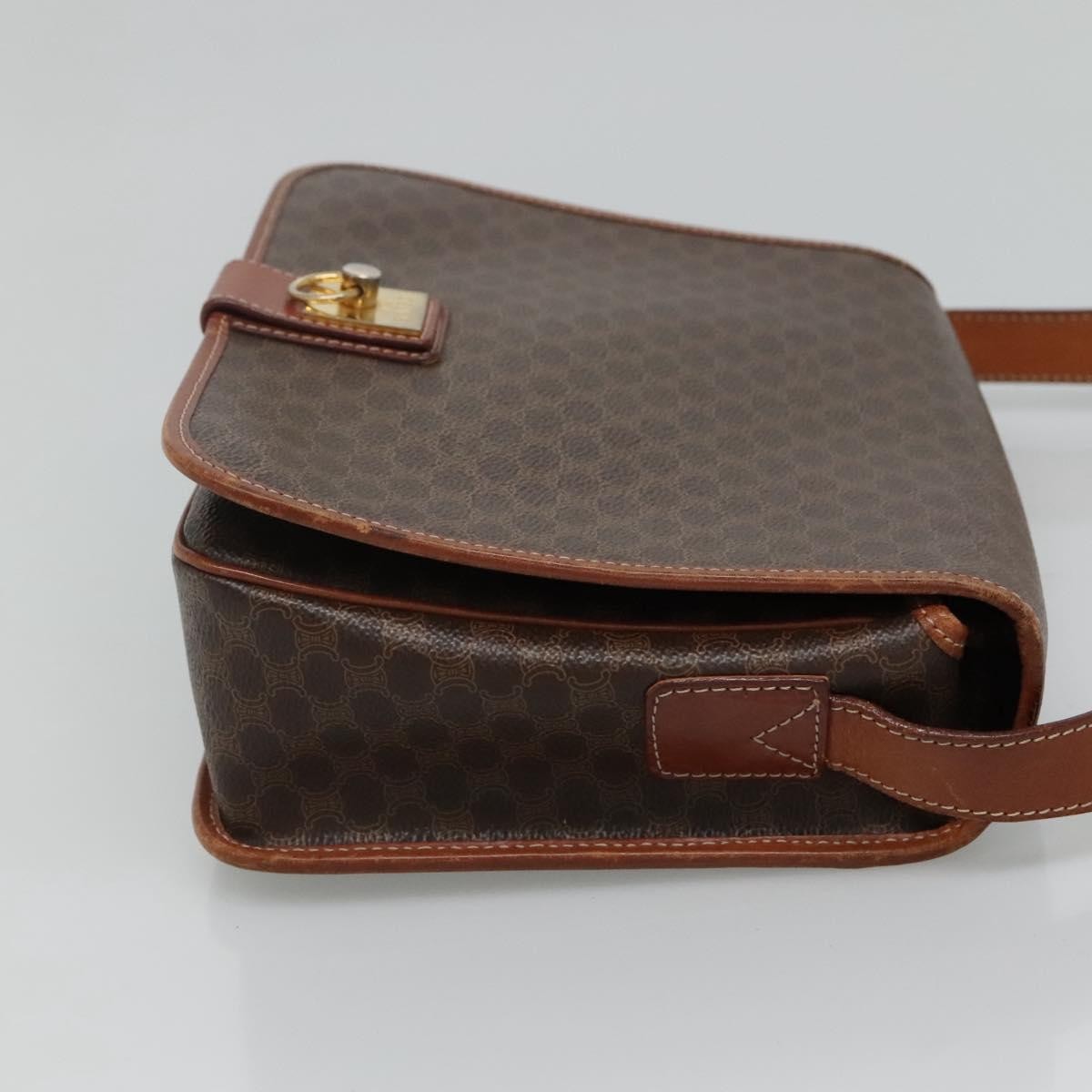 Celine Vintage Macadam Shoulder Bag Canvas and Leather, BROWN, CANVAS, Shoulder bag