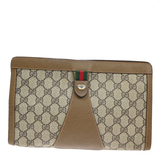 Gucci Vintage Toiletry Pouch GG Canvas, Brown, Canvas, Clutch