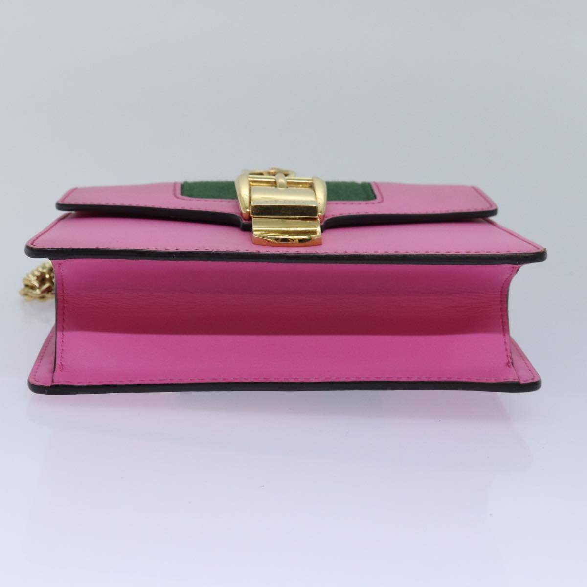 Gucci Sylvie Chain Shoulder Bag Leather, PINK, LEATHER, Shoulder bag