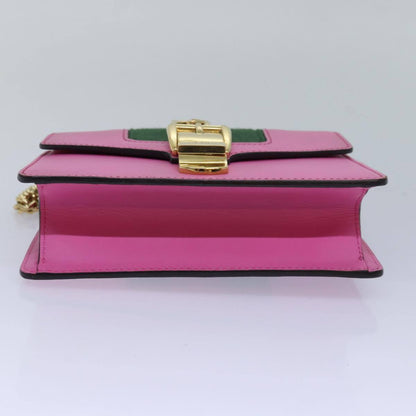 Gucci Sylvie Chain Shoulder Bag Leather, PINK, LEATHER, Shoulder bag