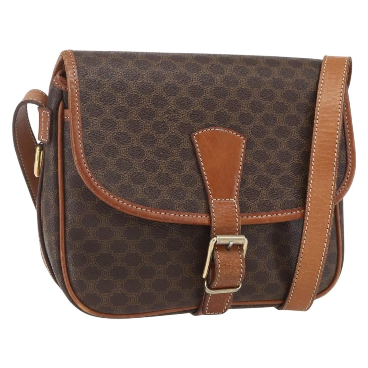 Celine Macadam Shoulder Bag PVC Leather, BROWN, PVC, Shoulder bag