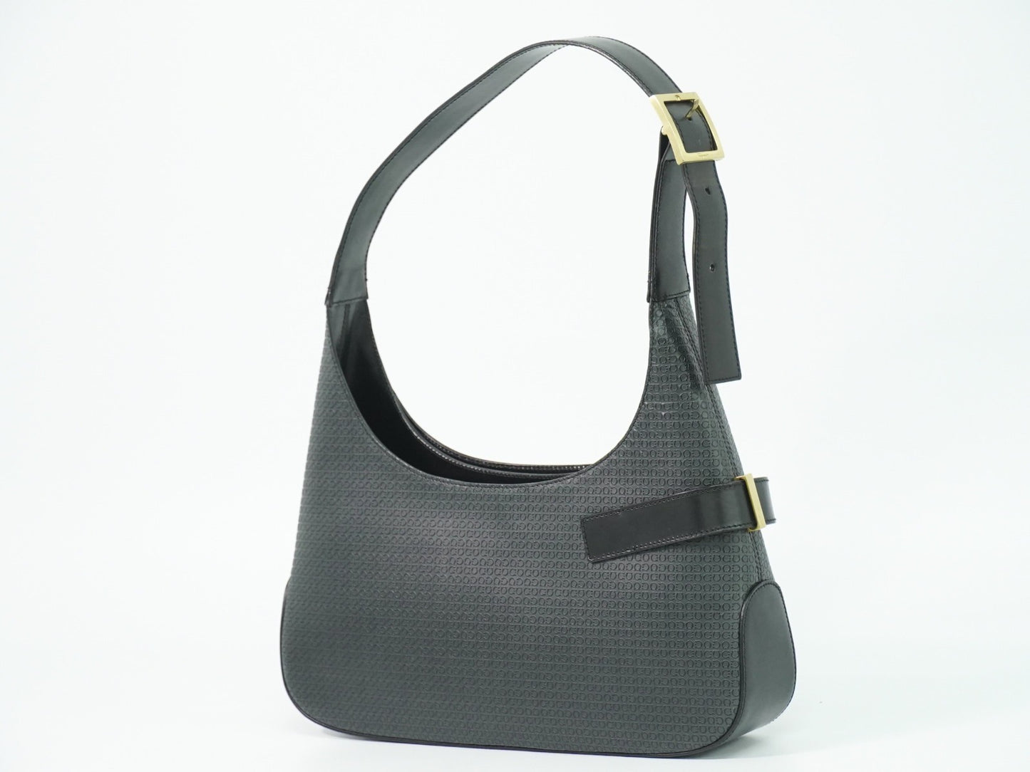 Salvatore Ferragamo Vintage Shoulder Bag Leather, GRAY, LEATHER, Shoulder bag