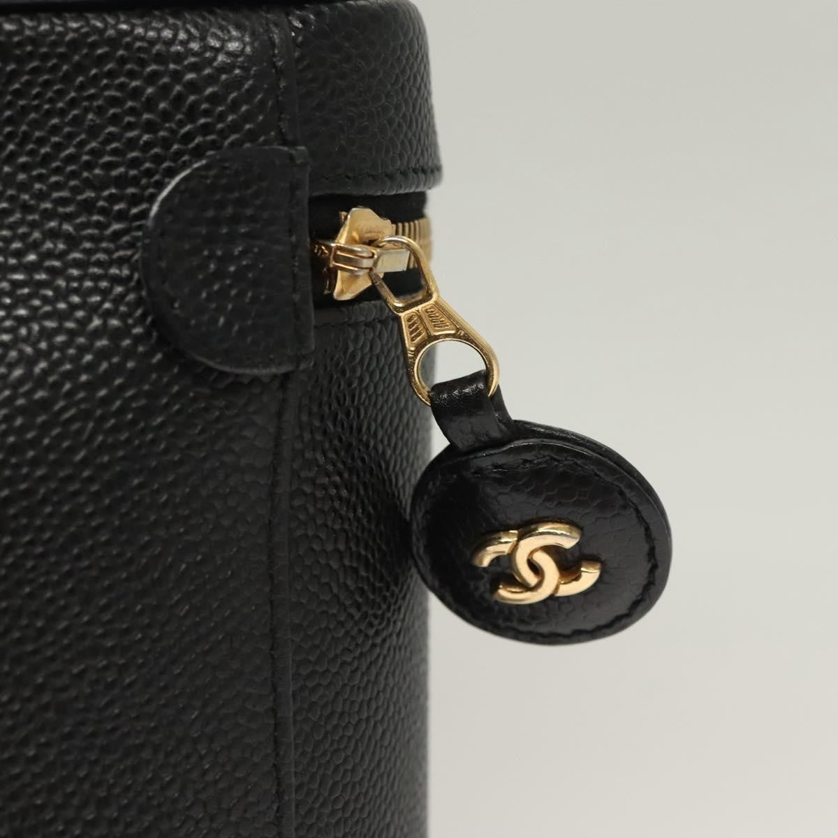 Chanel Vanity pouch Leather, BLACK, LEATHER, Toiletry Case