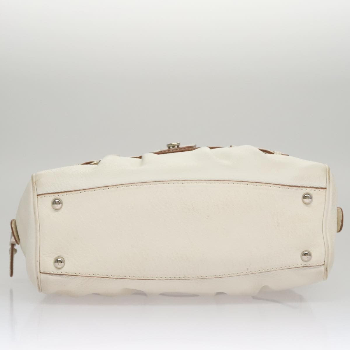 Salvatore Ferragamo Gancini handbag Leather, WHITE, LEATHER, Handbag