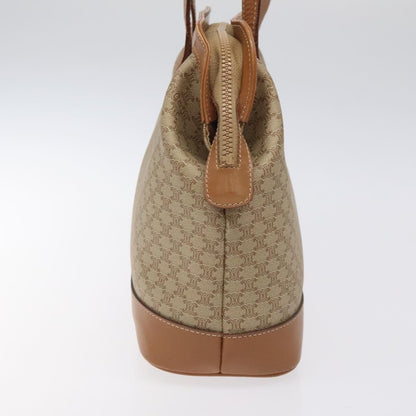 Celine Vintage Macadam Shoulder Bag Canvas and Leather, BEIGE, CANVAS, Shoulder bag