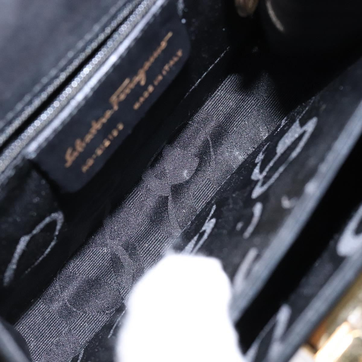 Salvatore Ferragamo Convertible Top Handle Bag Leather, BLACK, SUEDE, Handbag