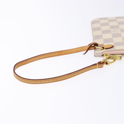 Louis Vuitton Neverfull Pochette Damier, WHITE, CANVAS, Tote bag