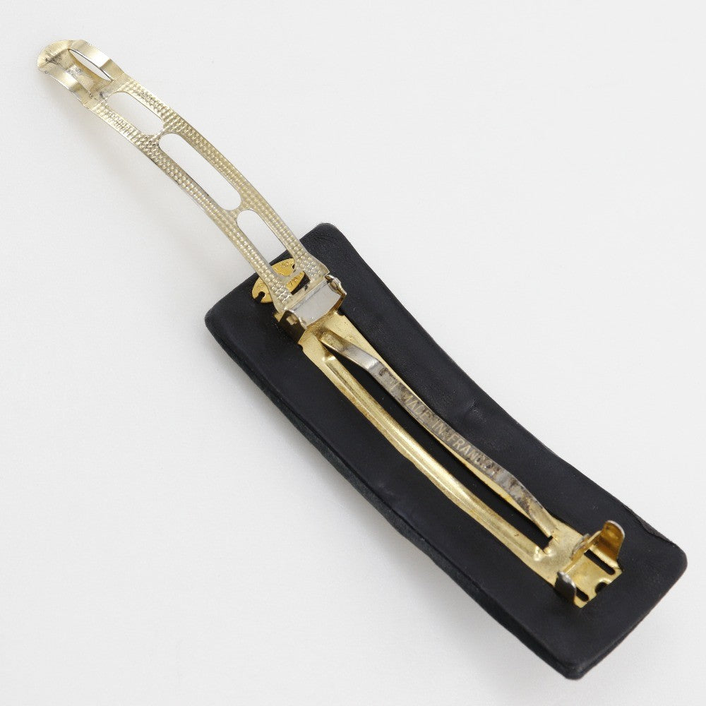 Chanel Coco mark barette Gold plated, BLACK, SUEDE, Head accessory