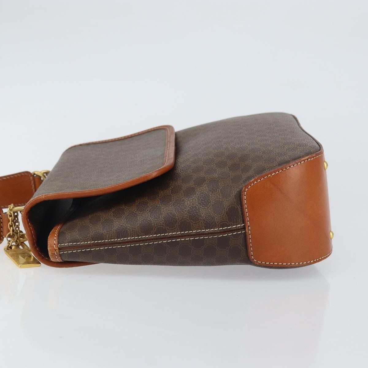 Celine Vintage Macadam Handbag Canvas and Leather, BROWN, CANVAS, Handbag