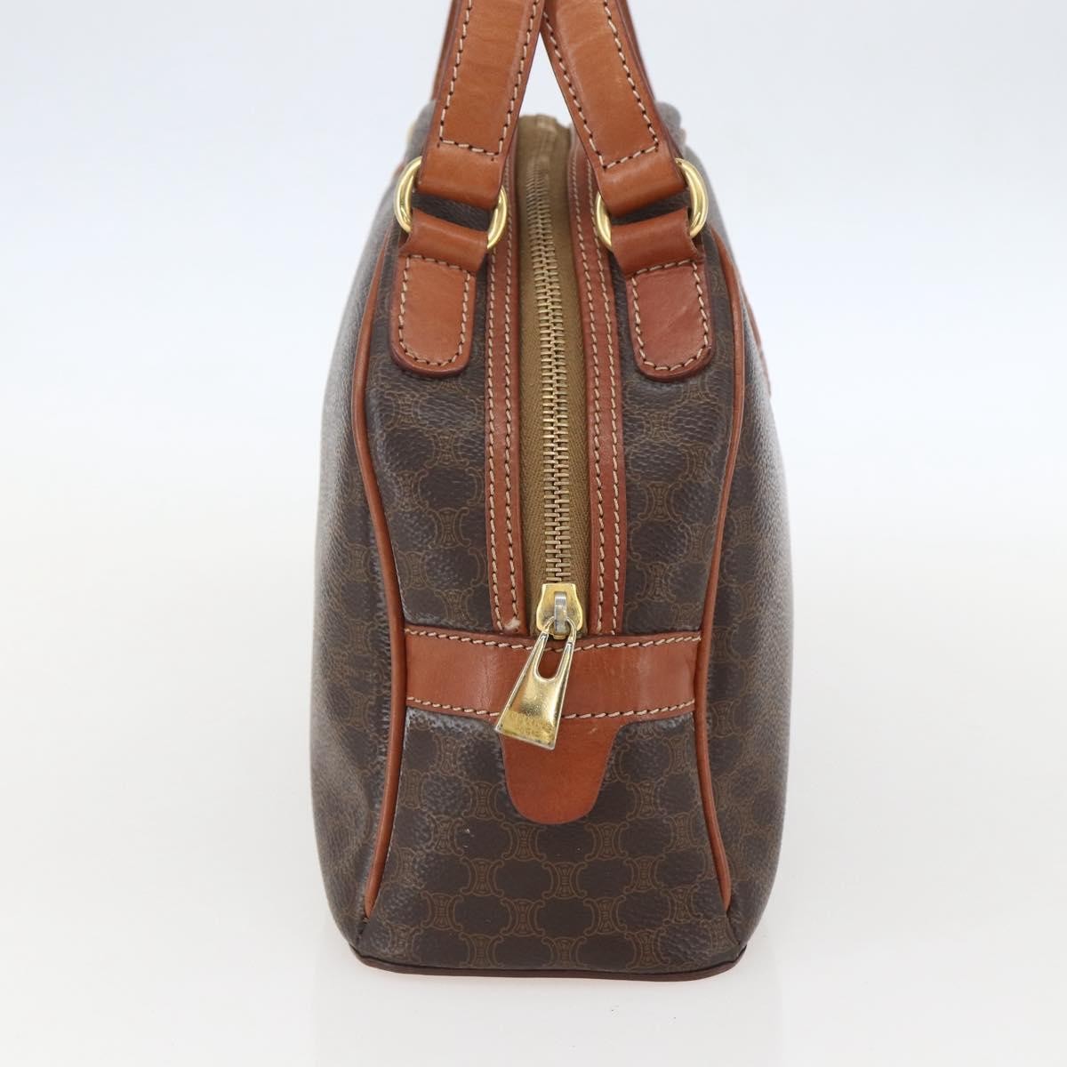 Celine Vintage Macadam Handbag Canvas and Leather, BROWN, CANVAS, Handbag