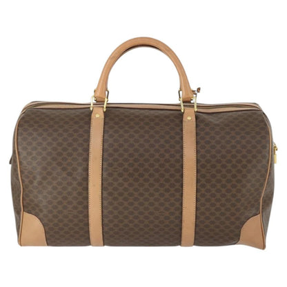 Celine Vintage Duffle Bag Canvas and Leather, BROWN, CANVAS, Travel bag