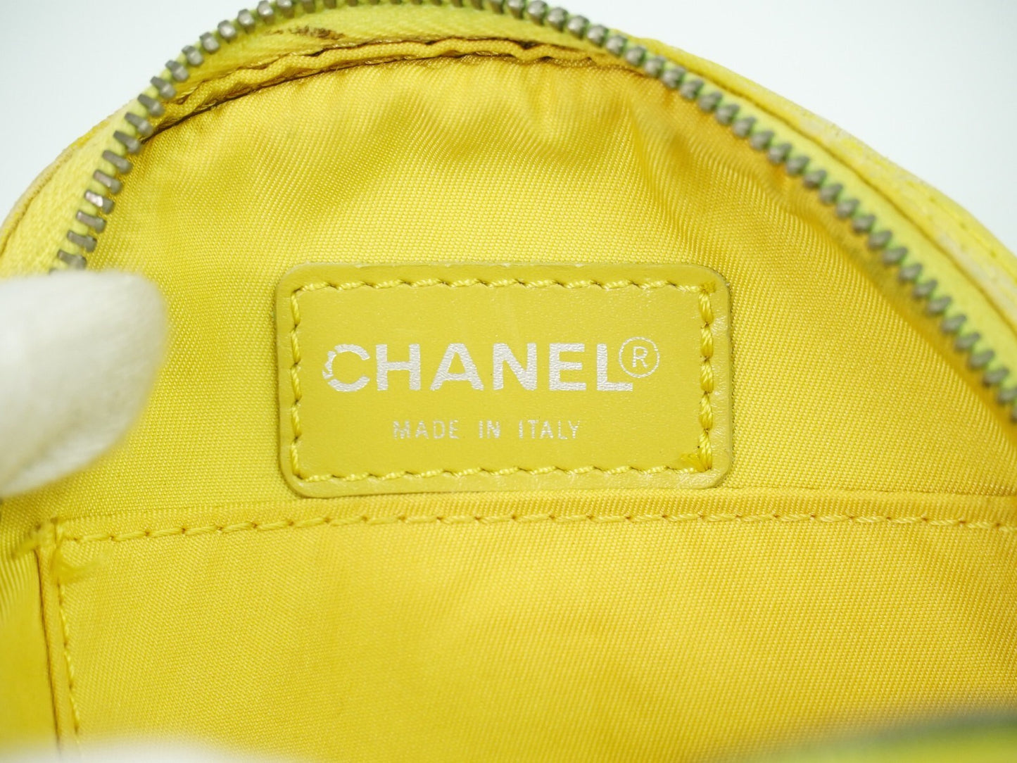 Chanel Travel Line Round Wristlet Nylon, YELLOW, CANVAS, Travel bag