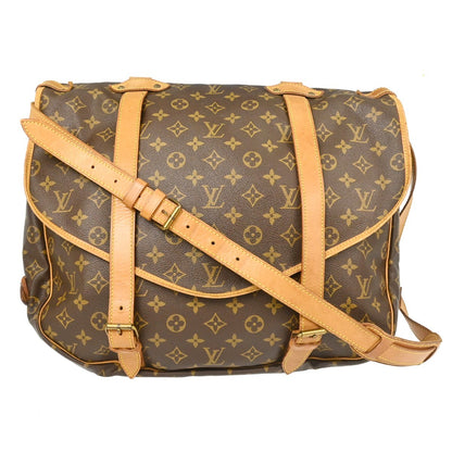 Louis Vuitton Saumur Handbag Monogram Canvas, Brown, Canvas, Shoulder Bag