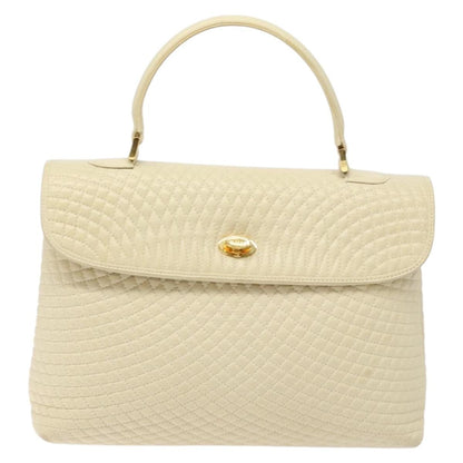 Bally Vintage Flap Handbag Quilted Leather, Ecru, Leather, Handbag