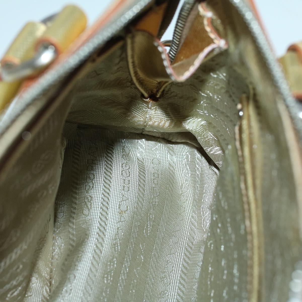 Prada Promenade Bag Saffiano Leather, GOLD, LEATHER, Handbag