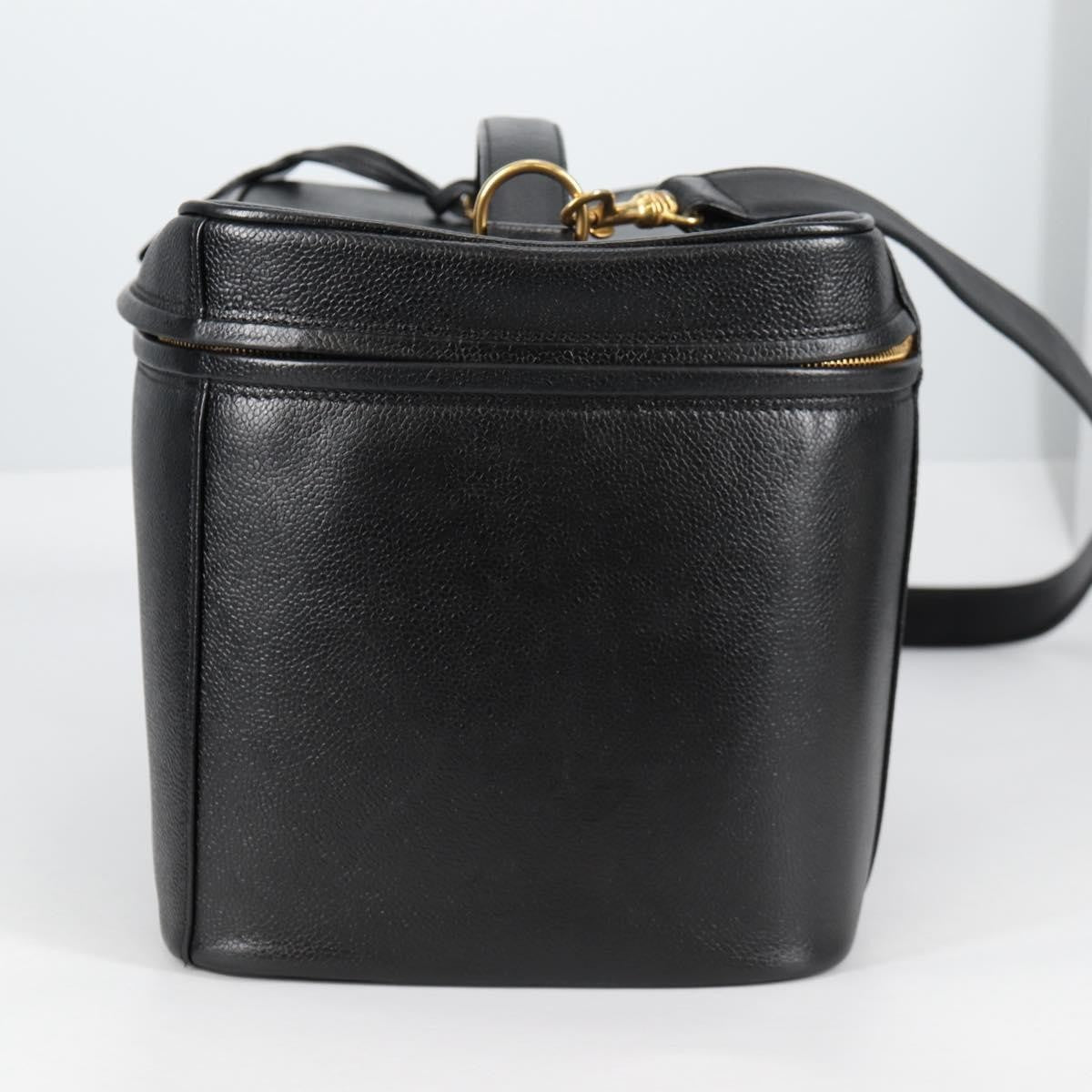 Chanel Vintage Timeless Vanity Case Caviar, BLACK, LEATHER, Toiletry Case
