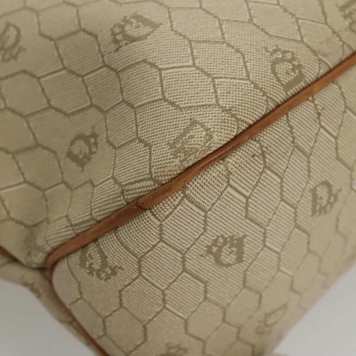 Christian Dior Vintage Honeycomb Tote Bag Canvas and Leather, BEIGE, CANVAS, Tote bag
