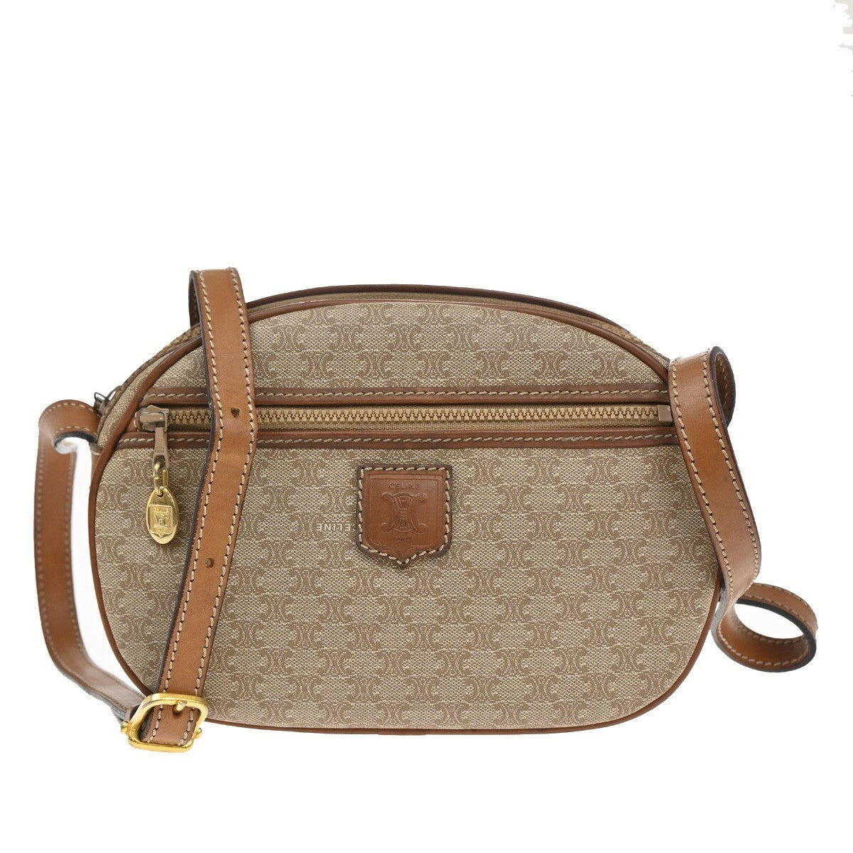 Celine Macadam Shoulder Bag Canvas, BROWN, CANVAS, Shoulder bag