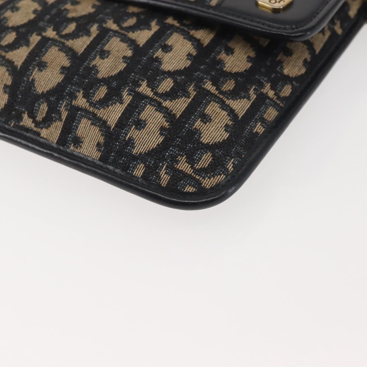 Christian Dior Vintage Trotter Flap Shoulder Bag Canvas, NAVY, CANVAS, Shoulder bag