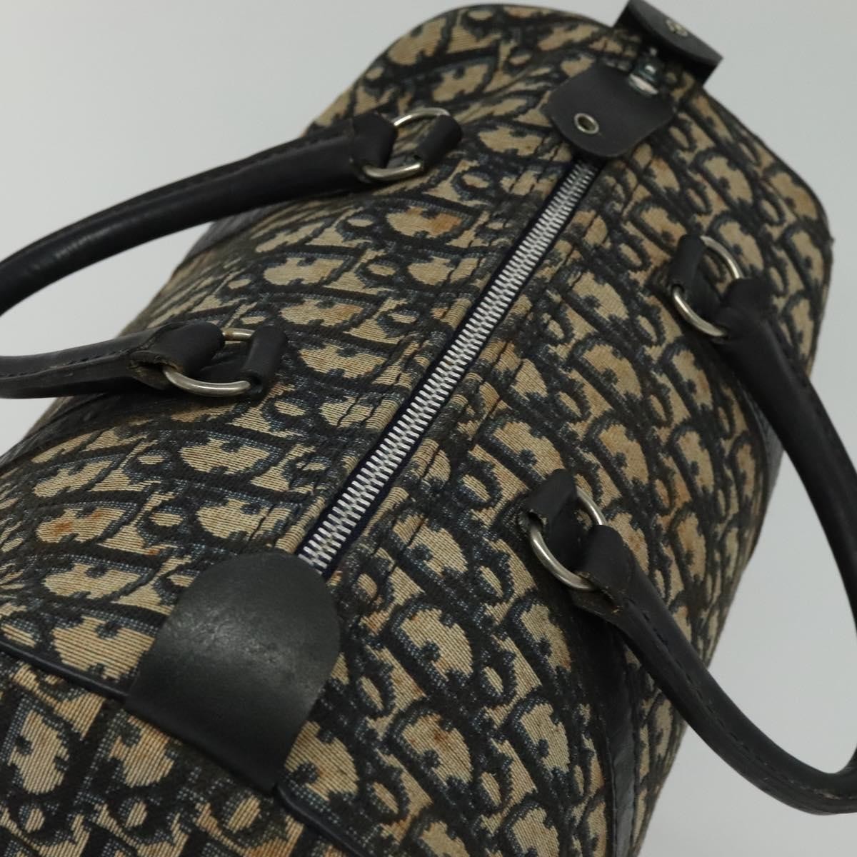 Christian Dior Vintage Trotter Boston Bag Diorissimo Canvas, NAVY, CANVAS, Handbag