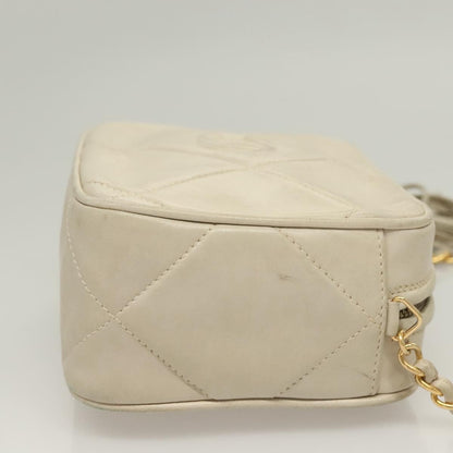 Chanel Vintage Diamond CC Camera Bag Quilted Lambskin, BEIGE, LEATHER, Shoulder bag