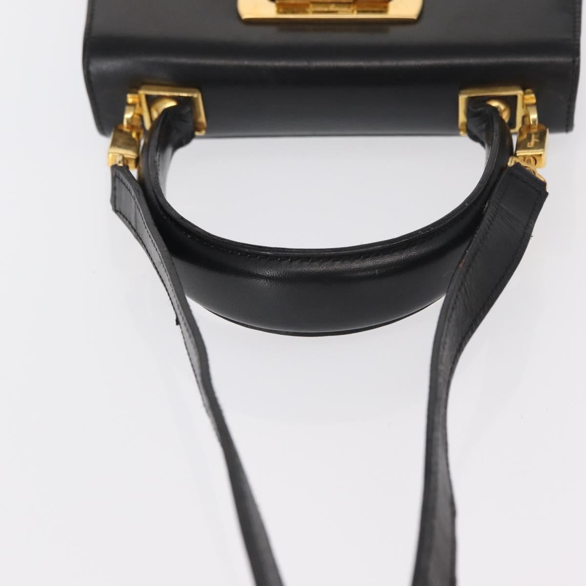 Salvatore Ferragamo Gancini Convertible Top Handle Bag Leather, BLACK, LEATHER, Handbag