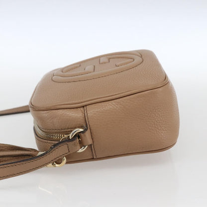Gucci Soho Disco Crossbody Bag Leather, BEIGE, LEATHER, Shoulder bag