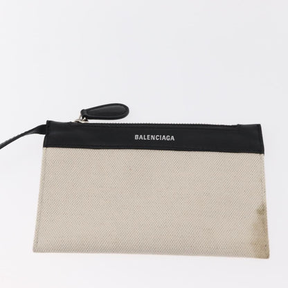 Balenciaga Navy Cabas Canvas with Leather, WHITE, CANVAS, Tote bag