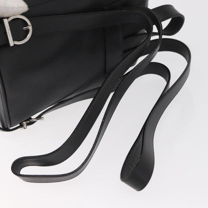 Salvatore Ferragamo Gancini Flap Drawstring Backpack Leather, BLACK, LEATHER, Backpack