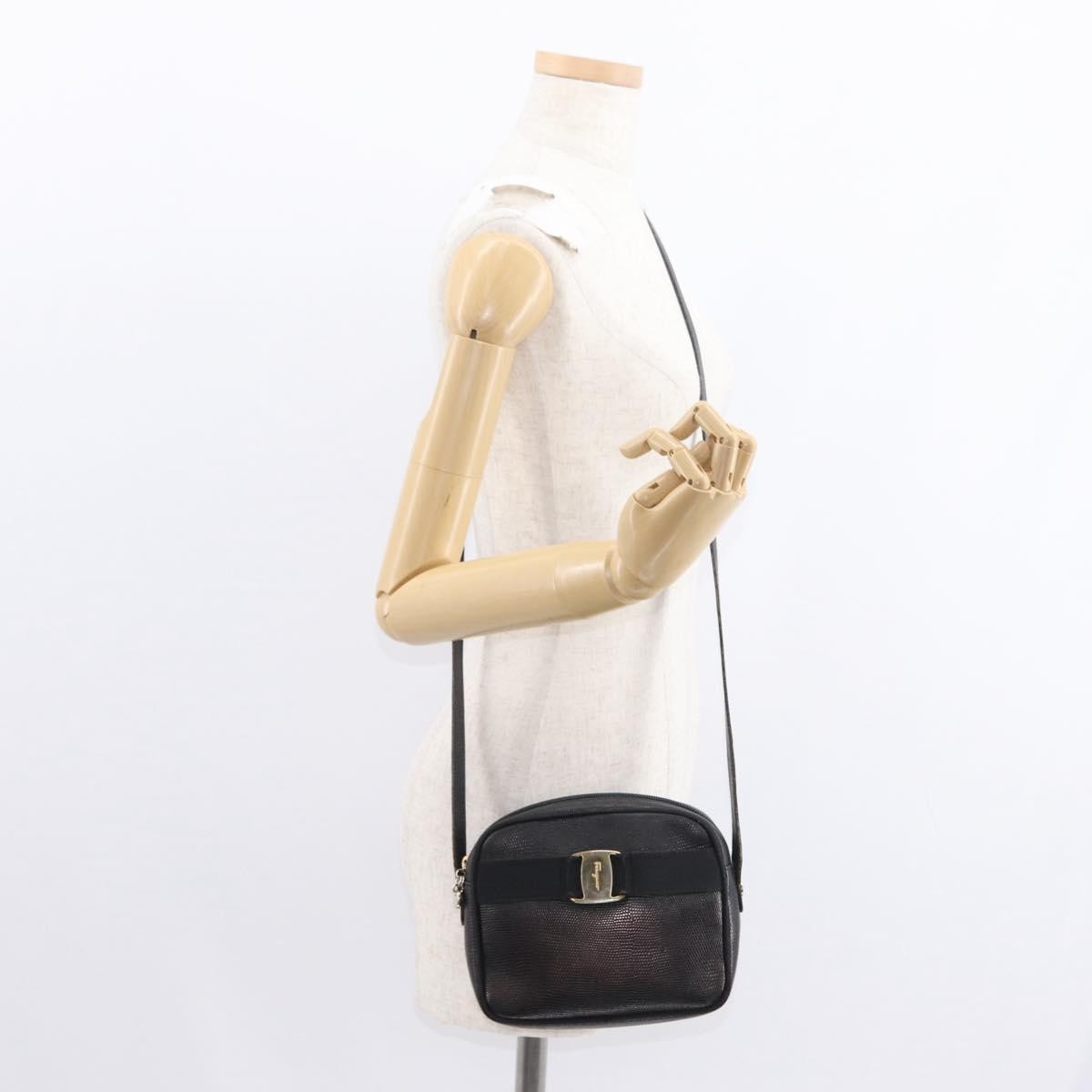 Salvatore Ferragamo Vala Shoulder Bag Leather, BLACK, LEATHER, Shoulder bag