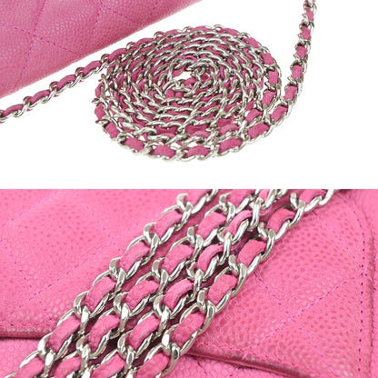 Chanel Wallet on Chain Quilted Grained Calfskin, PINK, LEATHER, Clutche & pouche