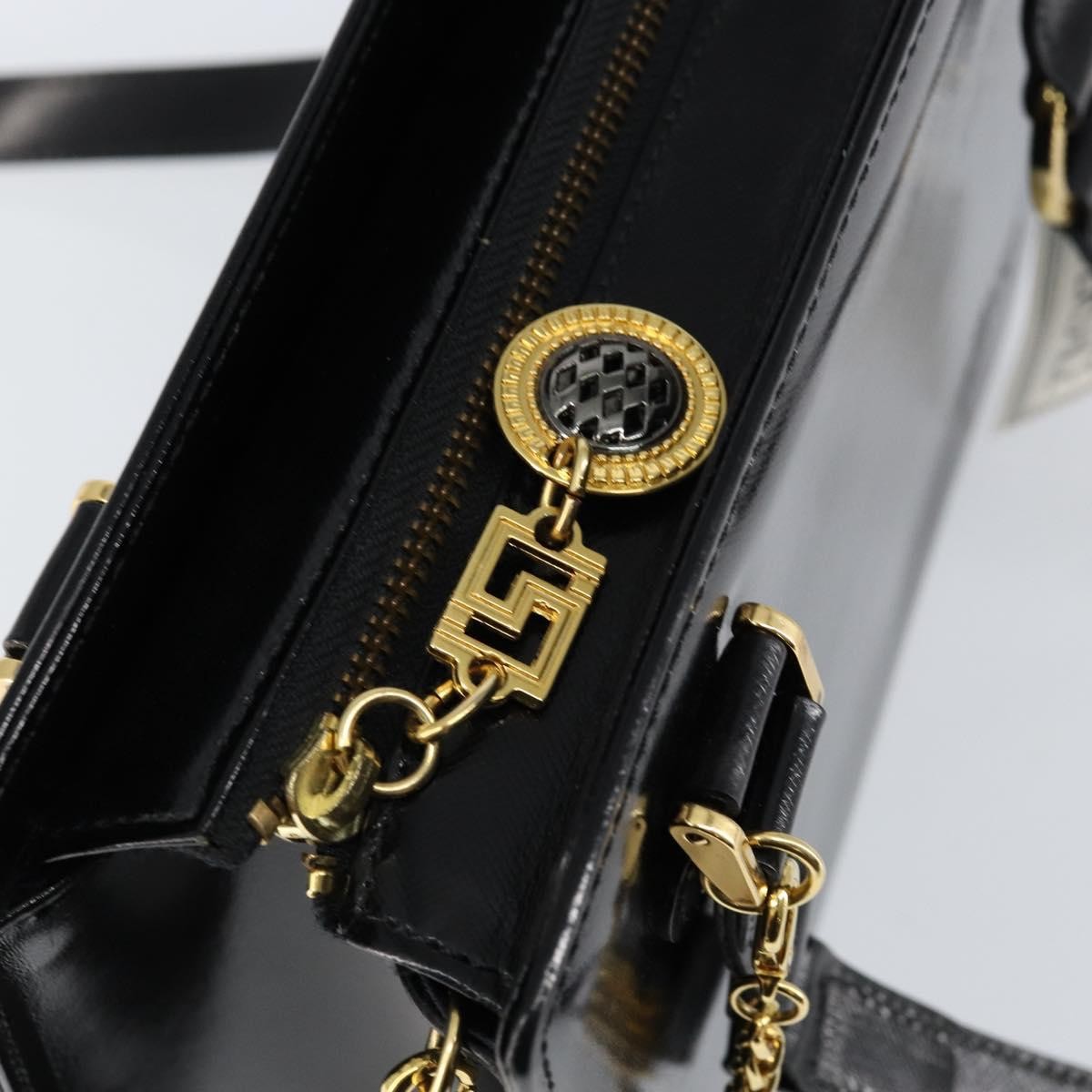 Versace Vintage Shoulder Bag Leather, BLACK, LEATHER, Tote bag