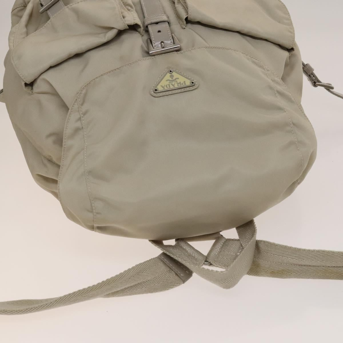 Prada Vela Double Front Pocket Backpack Tessuto with Saffiano Leather, SILVER, NYLON, Backpack