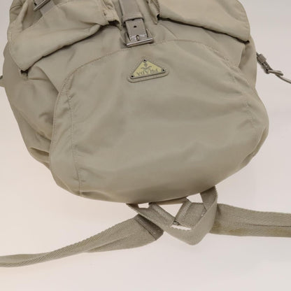 Prada Vela Double Front Pocket Backpack Tessuto with Saffiano Leather, SILVER, NYLON, Backpack