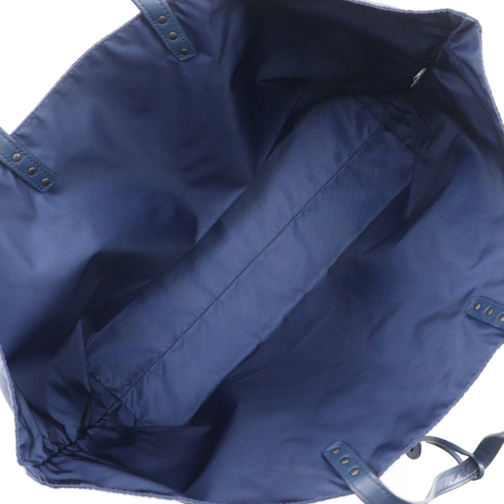 Bottega Veneta Intrecciolusion Tote Printed Nylon, NAVY, NYLON, Tote bag