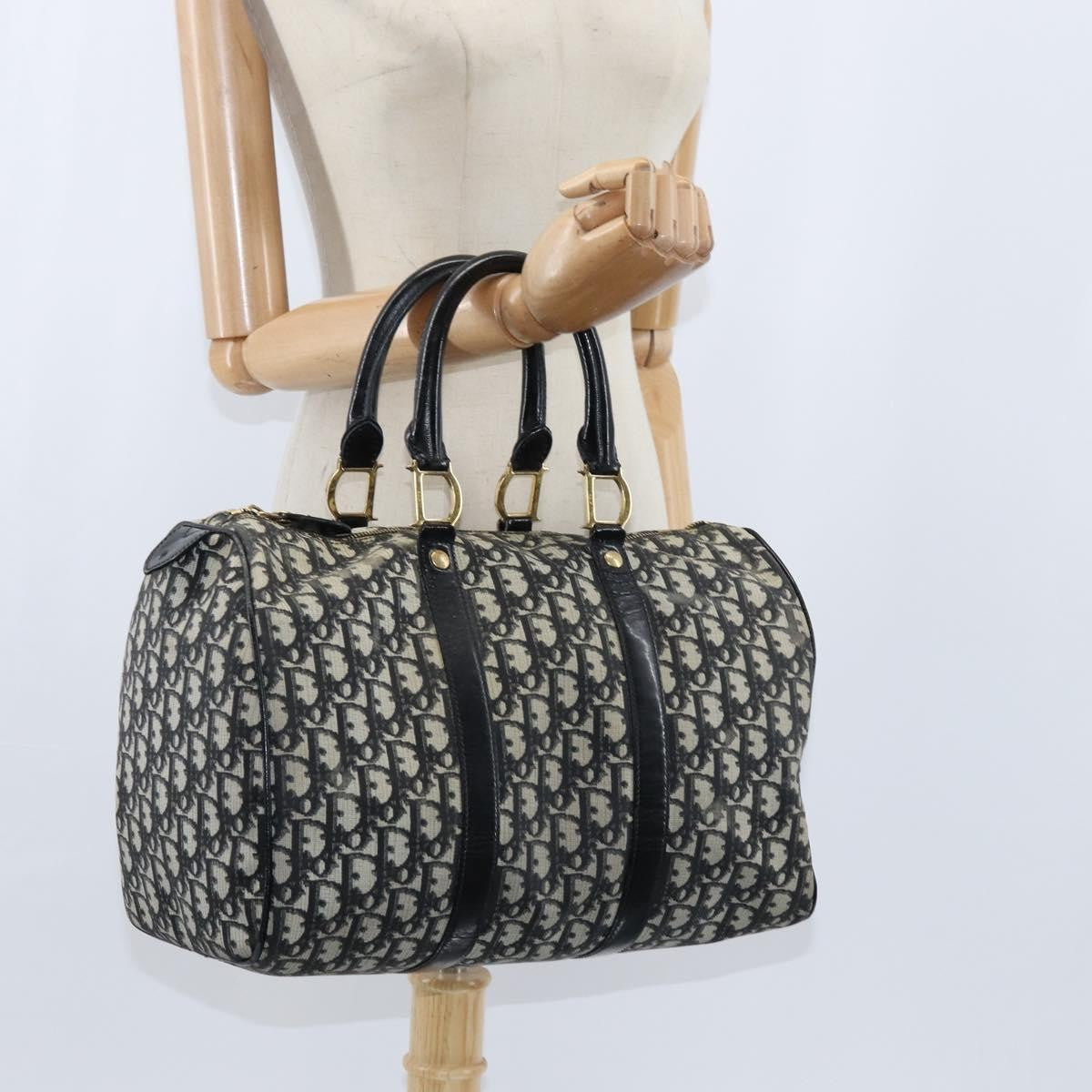 Christian Dior Vintage Trotter Boston Bag Diorissimo Canvas, BLACK, CANVAS, Handbag