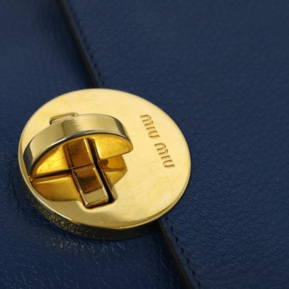 Miu Miu Flap Shoulder Bag Leather, BLUE, LEATHER, Shoulder bag