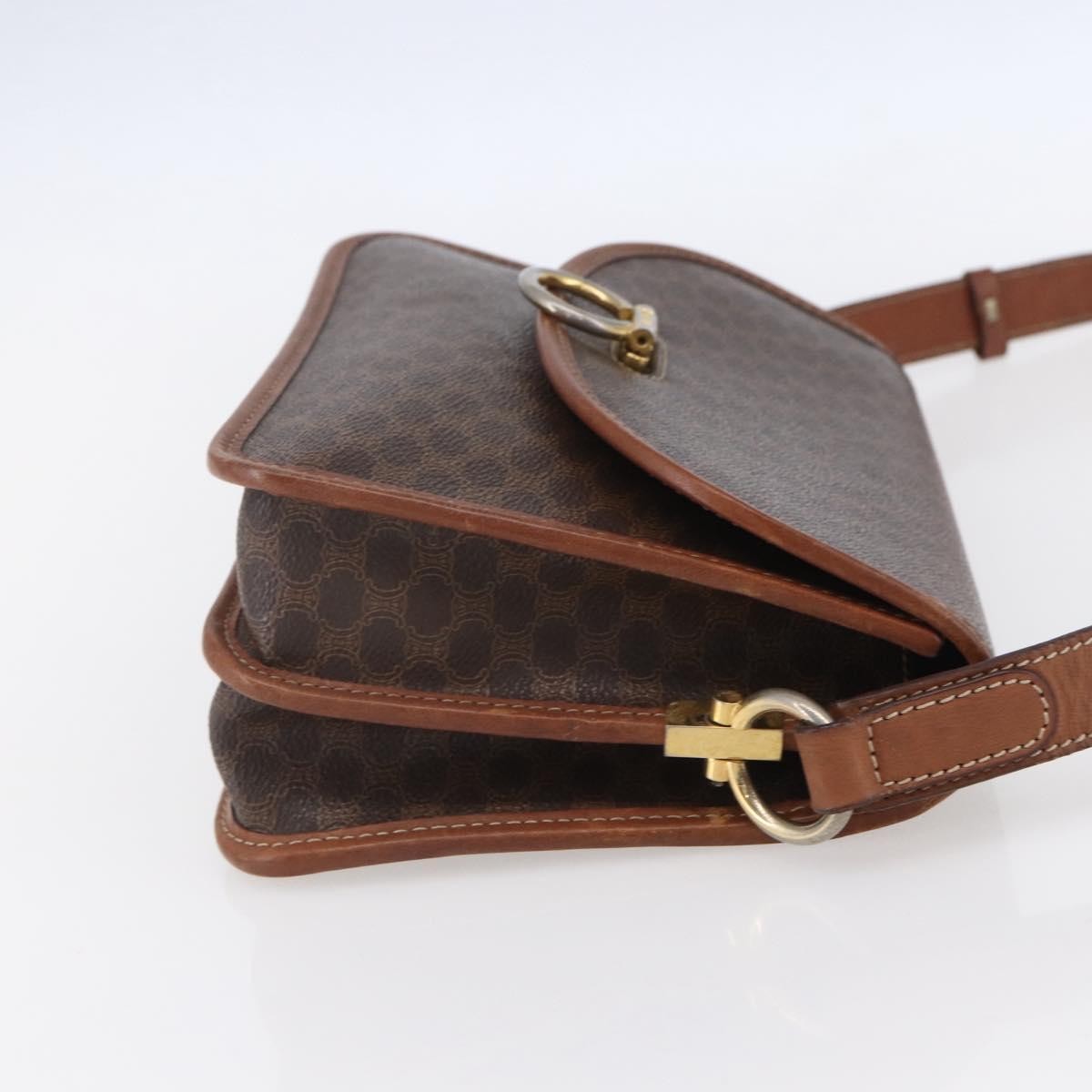 Celine Flap Shoulder Bag Canvas, BROWN, CANVAS, Shoulder bag