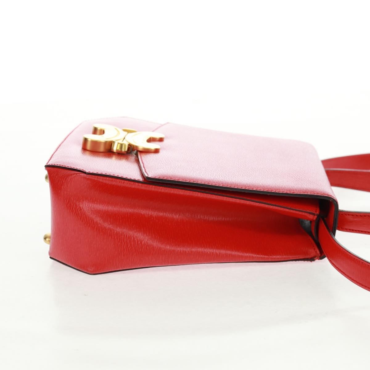 Celine Vintage Triomphe Flap Bag Leather, RED, LEATHER, Shoulder bag