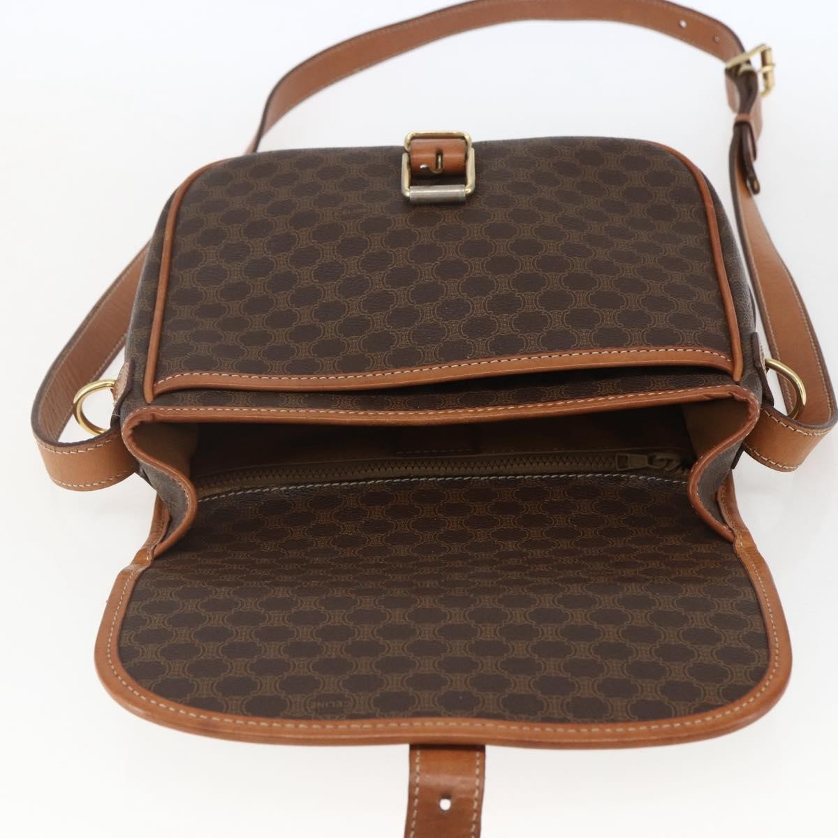 Celine Macadam Shoulder Bag PVC Leather, BROWN, PVC, Shoulder bag