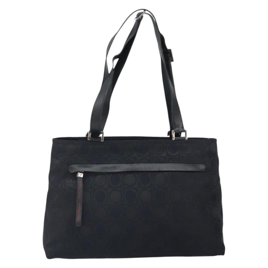 Salvatore Ferragamo Gancini Tote Nylon, BLACK, NYLON, Tote bag