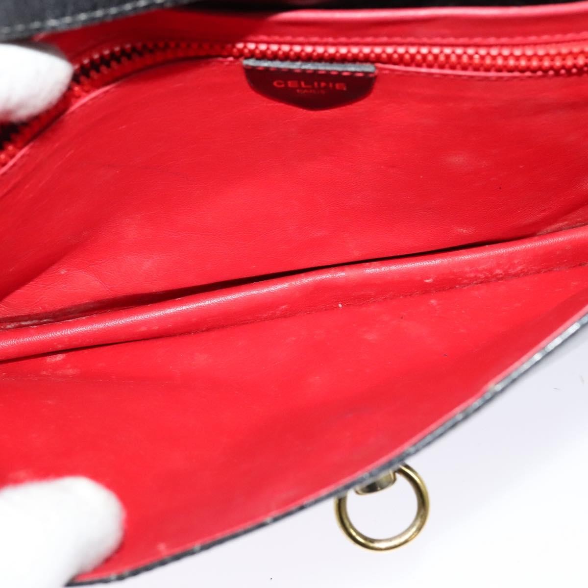 Celine Envelope Shoulder Bag Leather, BLACK, LEATHER, Shoulder bag