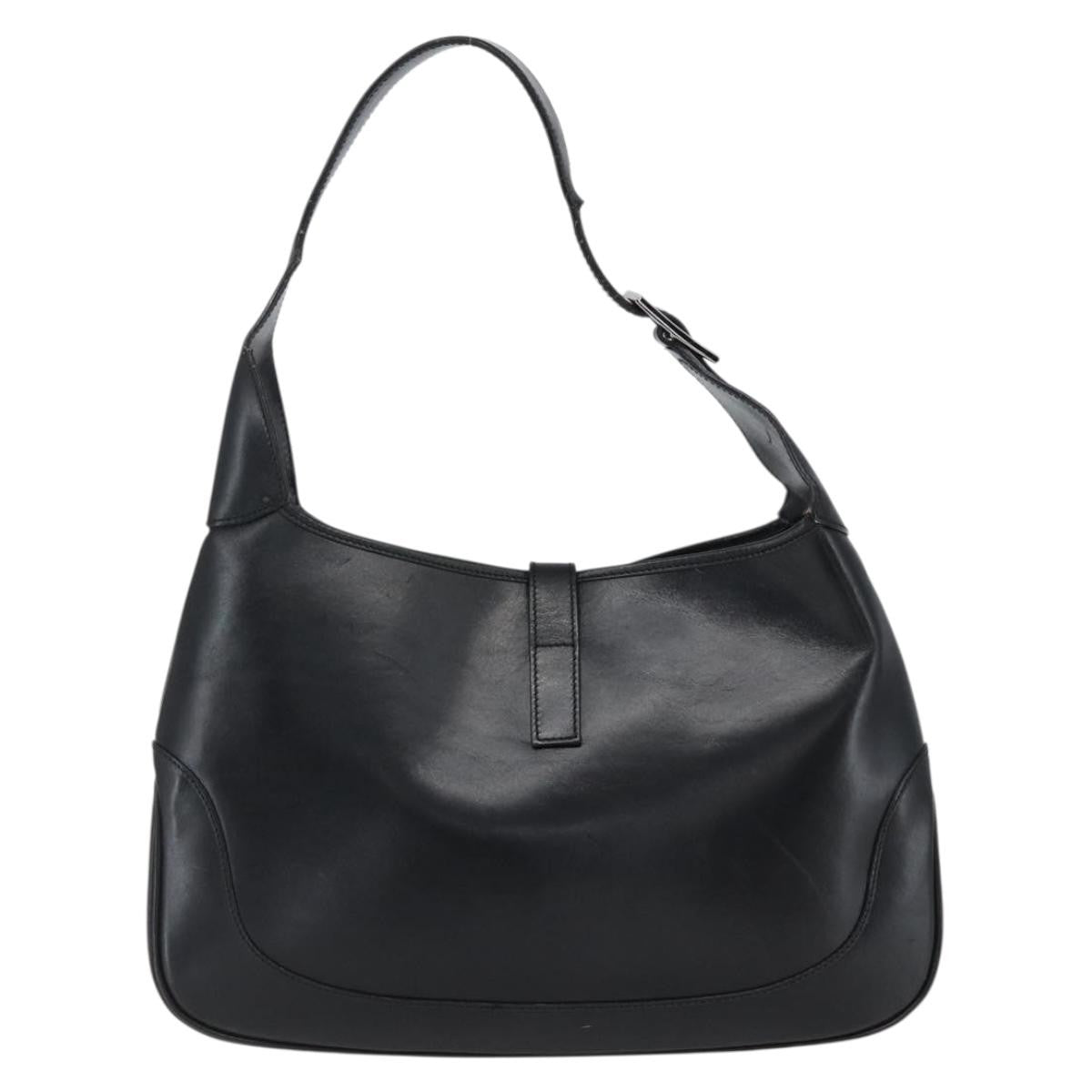 Gucci Jackie O Bouvier Hobo Leather, BLACK, LEATHER, Shoulder bag